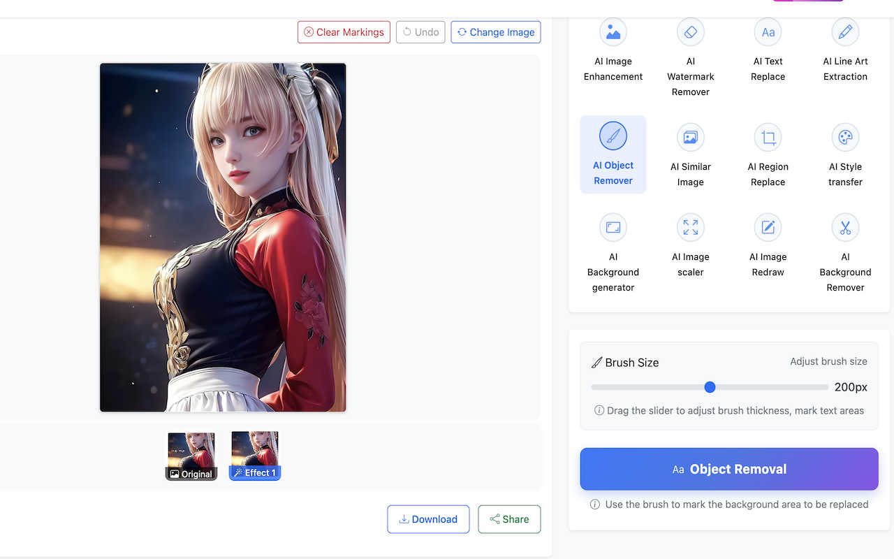 ai watermark remover application interface and features