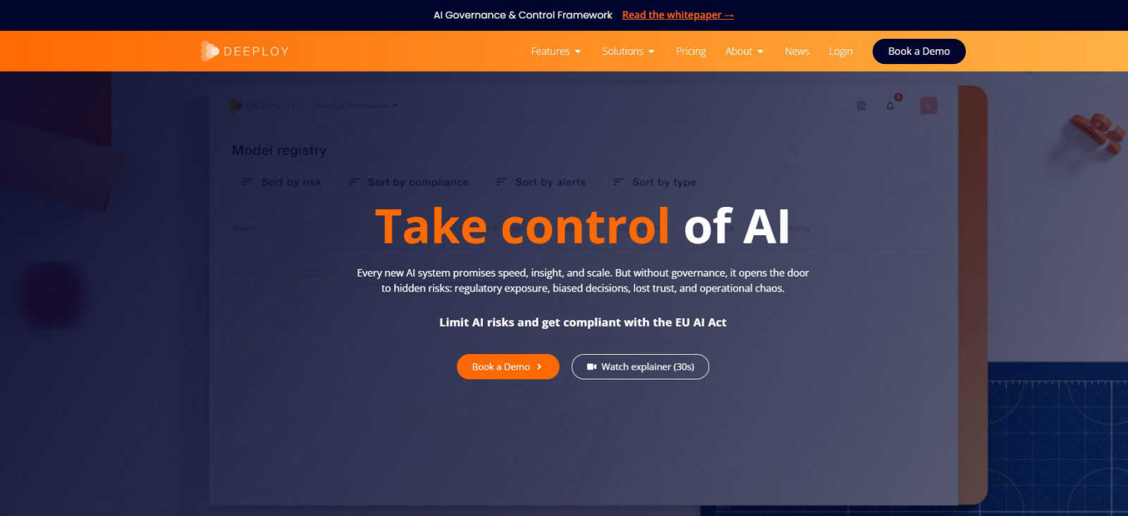 Deeploy industrial interface and deployment features