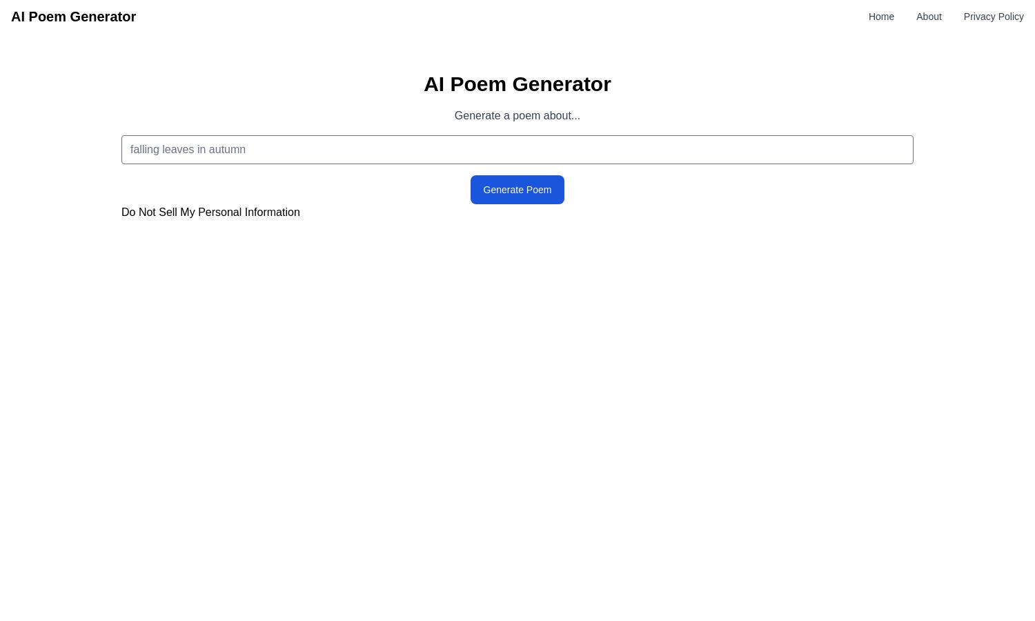 AI Poem Generator Website