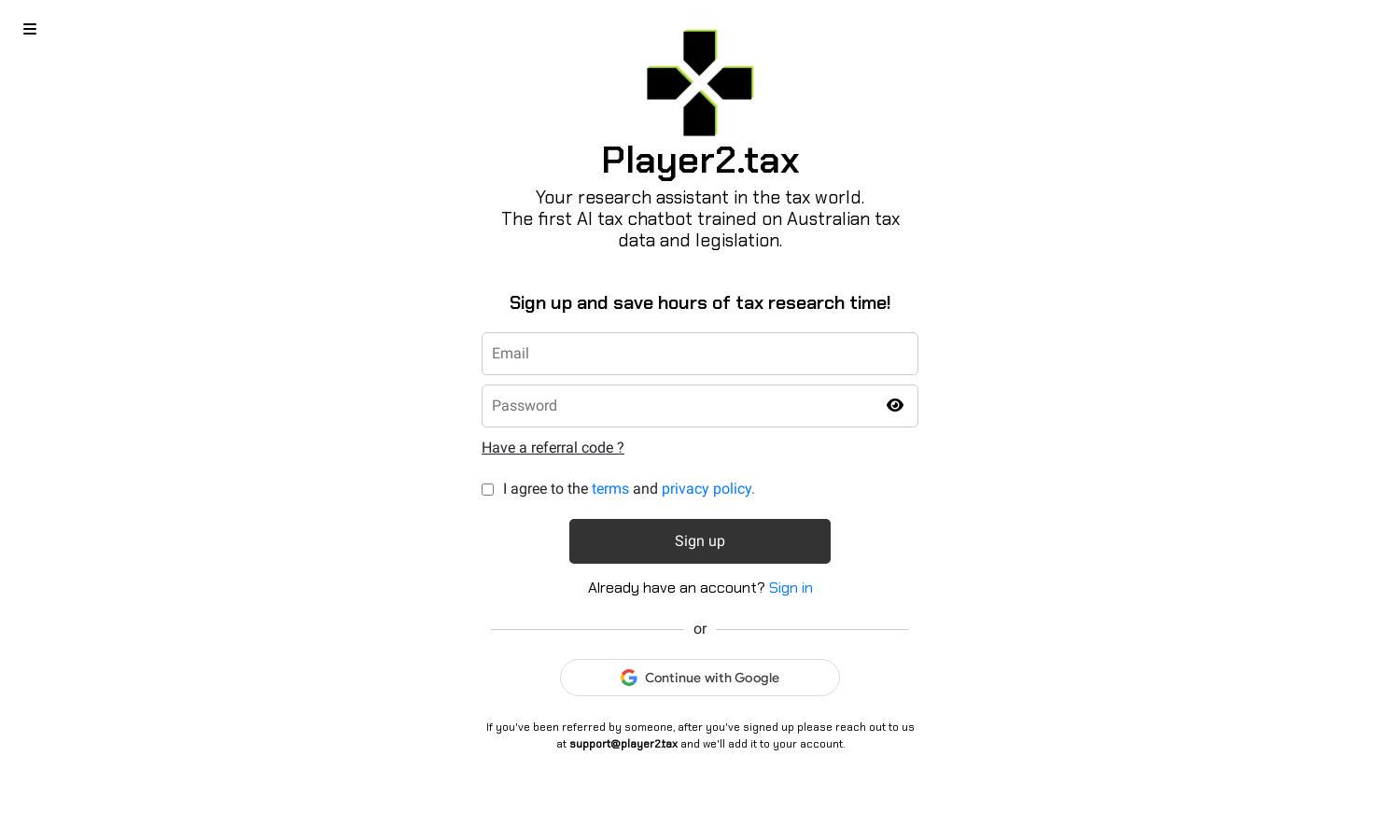 Player2.tax Website