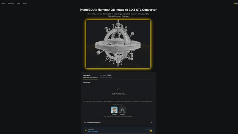 Image3D AI application interface and features